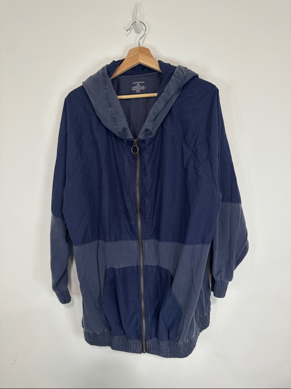 summersalt Two-Tone Navy and Slate Hooded Utility Jacket